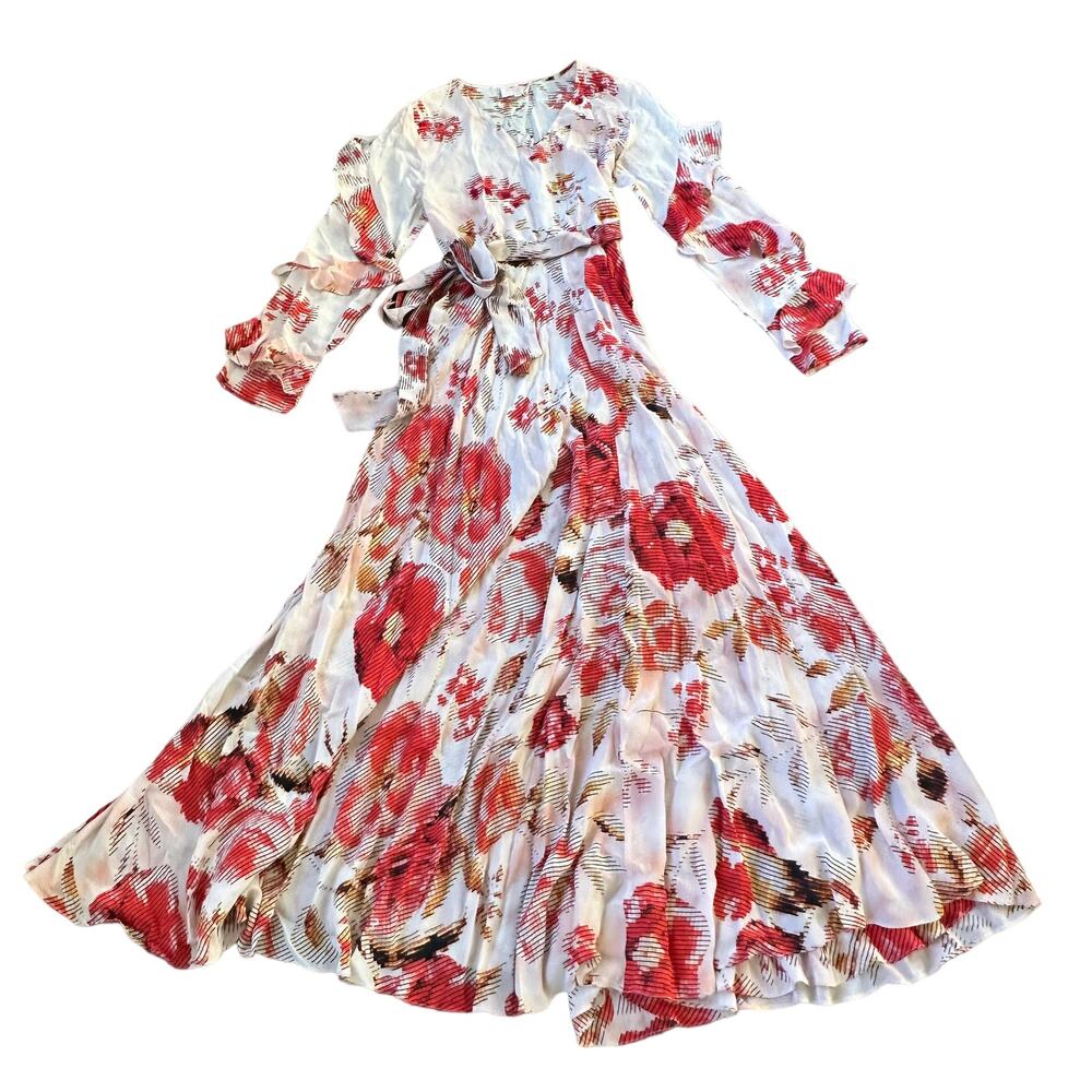 Rococo Sand Floral Maxi Dress Cream Red - Picture 2 of 11